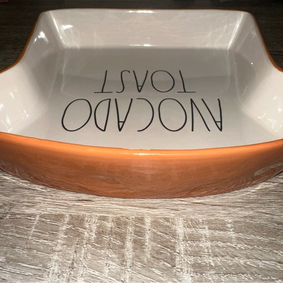 Rae Dunn Artisan Collection Avocado Toast Plate with Orange Trim - Picture 5 of 6